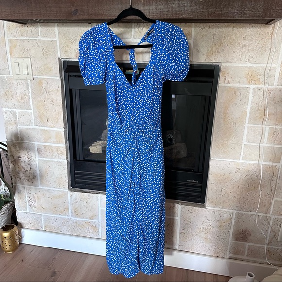 Zara Dresses & Skirts - ZARA polka dot blue ruched dress
